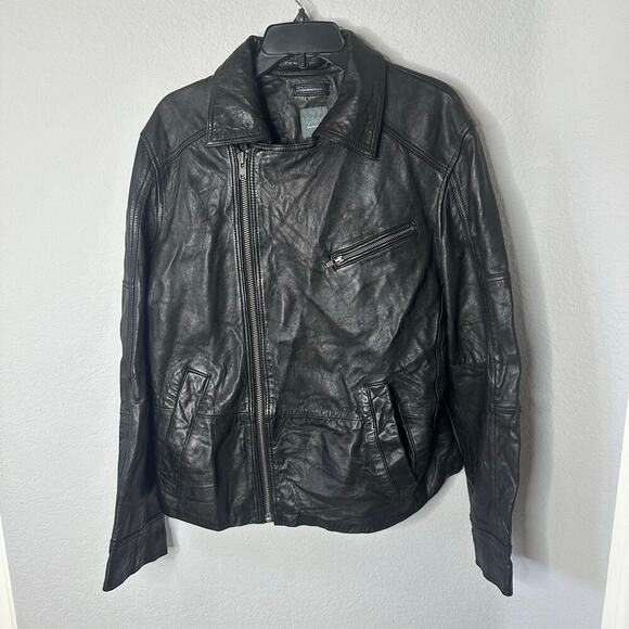 Gray Saks Fifth Avenue Leather Jacket with Lion Stitch - Picture 2 of 4